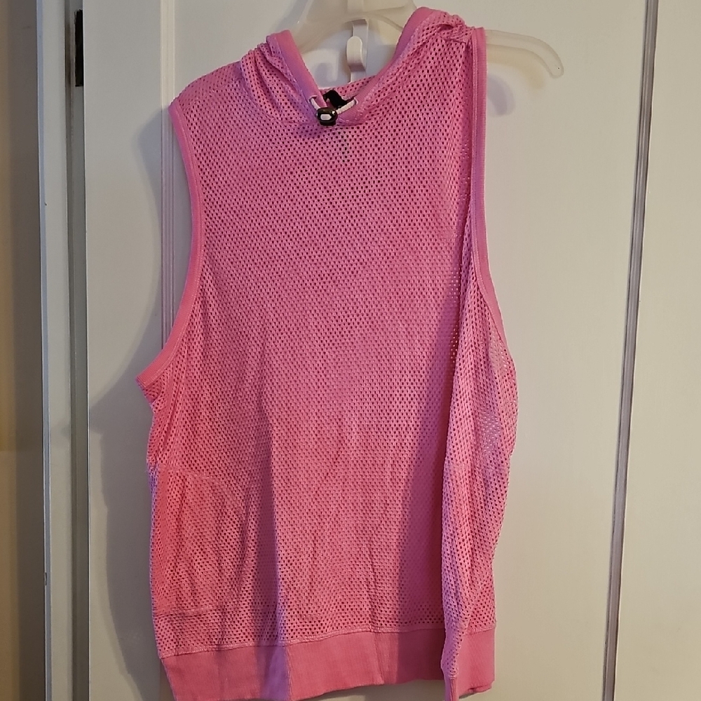 Torrid Pink Sleeveless Mesh Hoodie